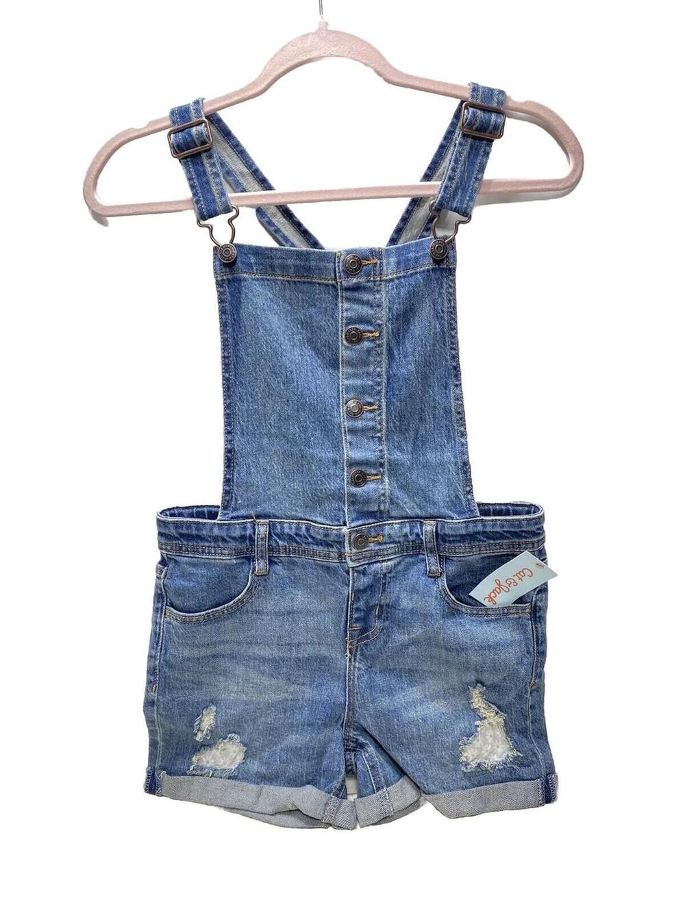 Cat & Jack Girls Overalls Size 10/12 Large Stretch Lace Details Brand New Stylis